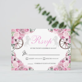 Placa RSVP de Quinceanera Ocidental Cor-de-Rosa Es