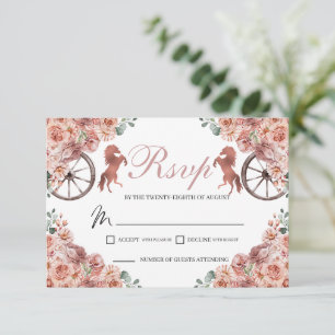 Placa RSVP de Quinceanera Ocidental rosa Dourada