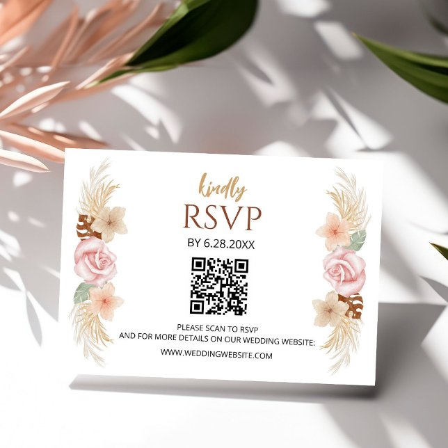 Placa RSVP de Recepção de casamento Floral da Boêm (Criador carregado)