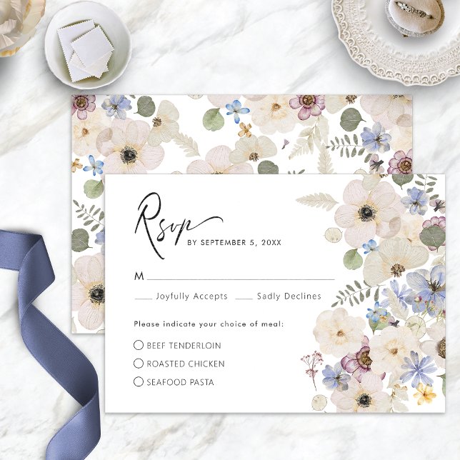 Placa RSVP de Refeição Botânica Moderna (Modern Boho Floral Botanical Meal RSVP Card by Painted Paperie
)