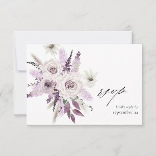 Placa RSVP de Refeições com Floral Purple lavanda