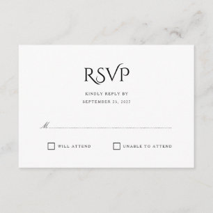 Placa RSVP de Resposta Branca Simples Elegante