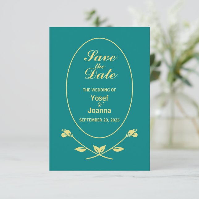 Placa RSVP de Resposta de Casamento de Rosa Teal (Em pé/Frente)