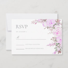 Placa RSVP de Resposta de Casamento Floral Púrpura