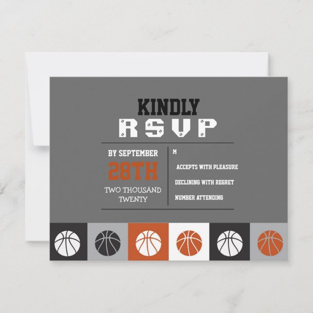 Placa RSVP de Resposta do Bar BASKETBALL Mitzvah l (Frente)