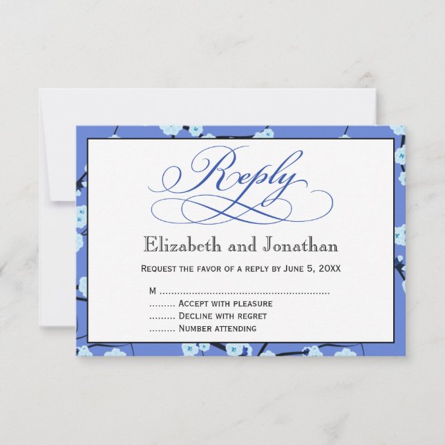 Placa RSVP de Resposta Floral Azul Periwinkle (Frente)