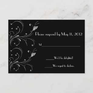 Placa RSVP de Rolagem de Borboleta Preta e Branca