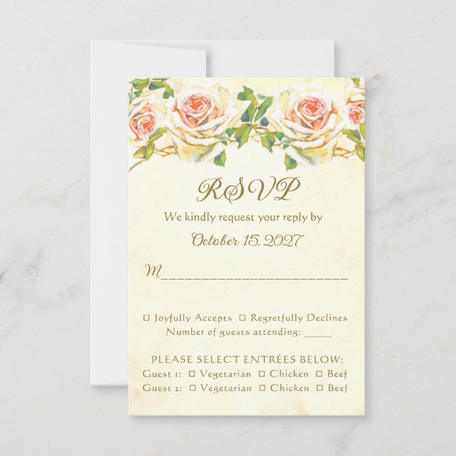 Placa RSVP de Rosa 3.5 x 5 antiga (Frente)