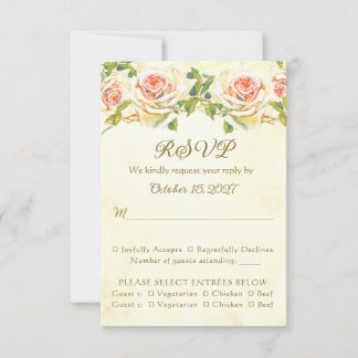 Placa RSVP de Rosa 3.5 x 5 antiga