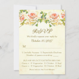 Placa RSVP de Rosa 5 x 7 antiga