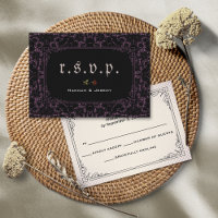 Placa RSVP de Rosa de rendas magenta preto gótico
