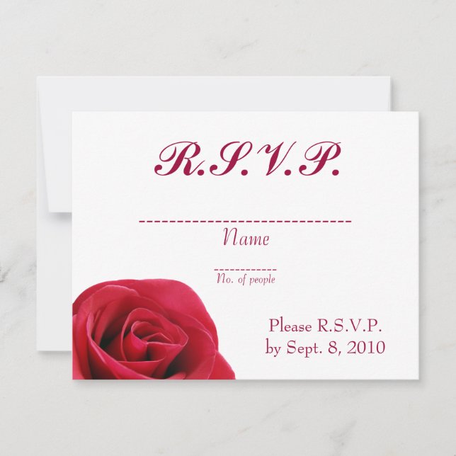 Placa RSVP de rosa vermelha (Frente)