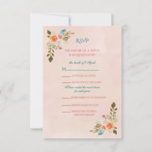 Placa RSVP de Rosas de Aquarela