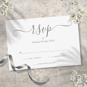 Placa RSVP de Script de Assinatura Elegante Silver