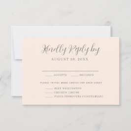 Placa RSVP de Seleção de Menu Rosa para Blush