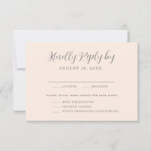 Placa RSVP de Seleção de Menu Rosa para Blush