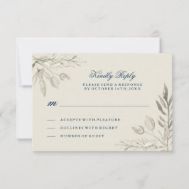 Placa RSVP de Silver de Aquarela e Marinho