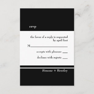 Placa rsvp de simplicidade - preto e branco