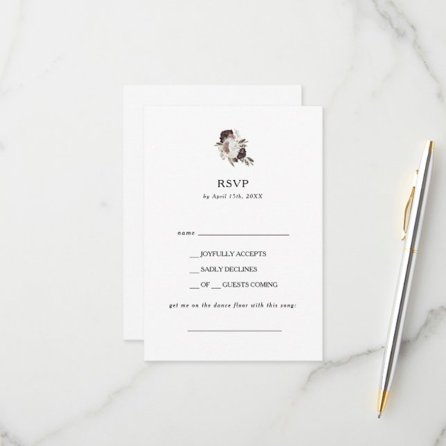 Placa RSVP de Solicitação de Música Floral do Burg (Frente/Verso In Situ)
