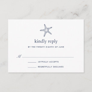 Placa RSVP de Starfish marinho e branco