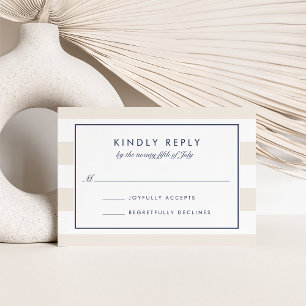 Placa RSVP de Stripe Metro Marinho e Creme