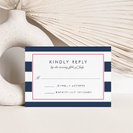 Placa RSVP de Stripe Metro | Rosa e Marinho