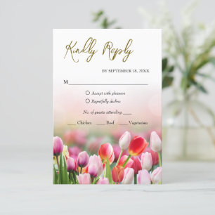 Placa RSVP de Tulipas Coloridas Elegante