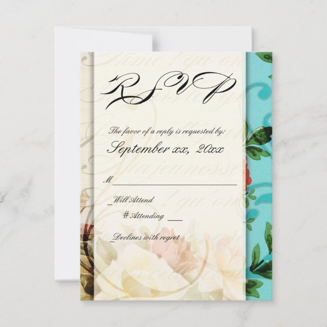 Placa RSVP de vintage em francês do chique (Frente)