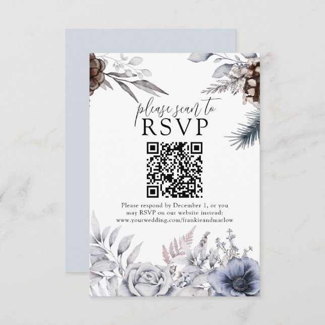 Placa RSVP de Website do Cone QR do casamento no i (Frente/Verso)