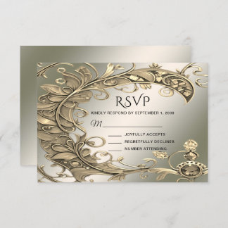 Placa RSVP Decorativa Dourada Elegante