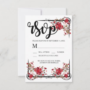 Placa RSVP do Boho Chic Rosa vermelha