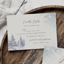 Placa RSVP do Casamento no inverno Pine Trees
