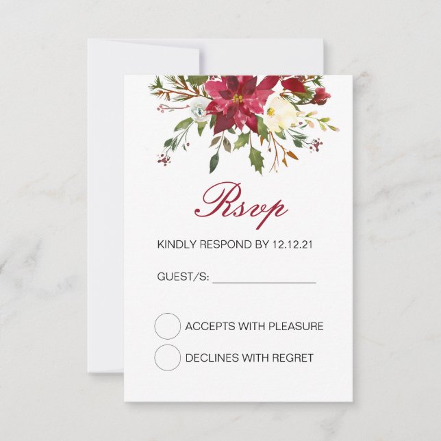 Placa RSVP do casamento no inverno, placa RSVP Per (Frente)
