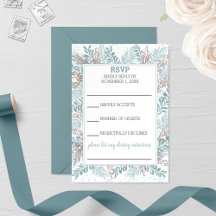Placa RSVP do Casamento no inverno Snowfall Ferns