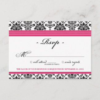 Placa RSVP do Damask Elegante (fuchsia)