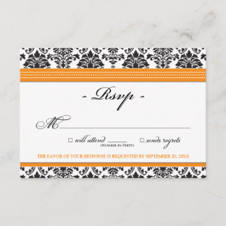 Placa RSVP do Damask Elegante (laranja)