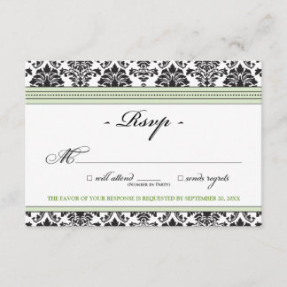 Placa RSVP do Damask Elegante (sage)