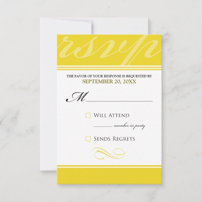 Placa RSVP do Designer Simples (amarelo neon) (Frente)