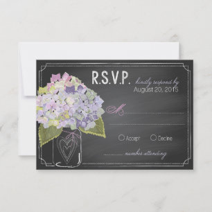 Placa RSVP do Quadro de Conexão Hydrangeas lavanda