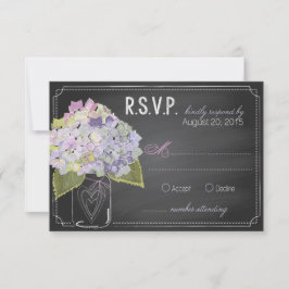 Placa RSVP do Quadro de Conexão Hydrangeas lavanda