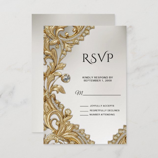 Placa RSVP Dourada decorativa (Frente/Verso)