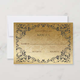 Placa RSVP Dourada Elegante Vintage Black