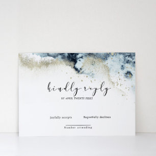 Placa RSVP Elegante de Ondas de Aquarela