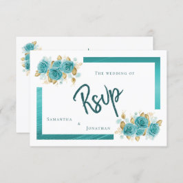 Placa RSVP Elegante de Rosa Teal e Turquoise