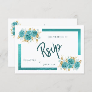Placa RSVP Elegante de Rosa Teal e Turquoise