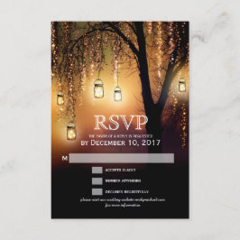 Placa RSVP Elegante Mason Jars String Lights