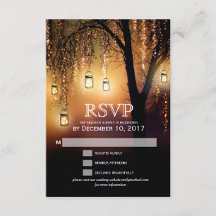 Placa RSVP Elegante Mason Jars String Lights