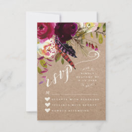PLACA RSVP | Elegante Russo Floral Boho Rosa Kraft