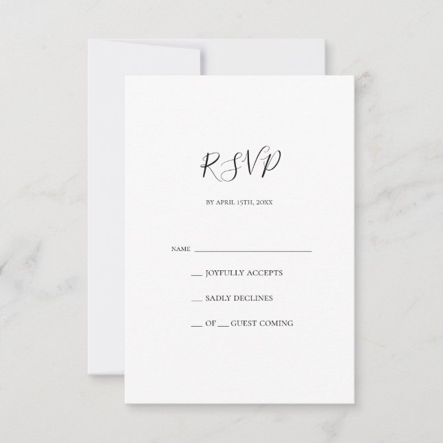 Placa RSVP Elegante Simples (Frente)