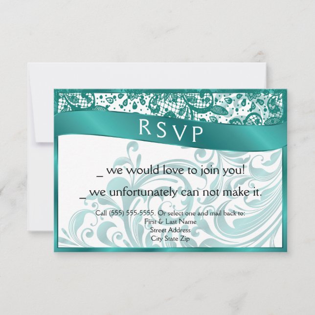 Placa RSVP Elegante Swirl 3,5x5 - Teal (Frente)